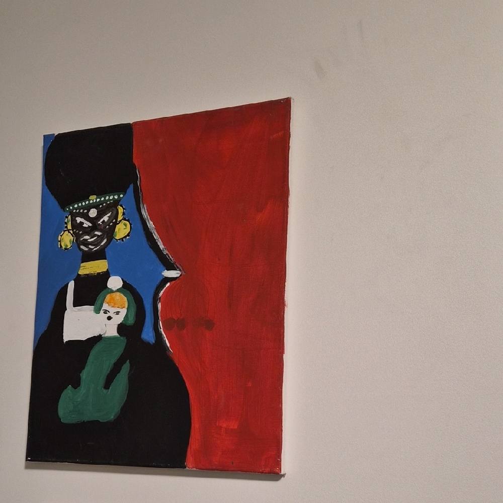 Abstract Art Canvas with Red and Black Accents
